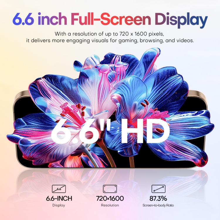 A88 / i16 Pro Max, 2GB+16GB, 6.6 inch Android 8.1 MTK6580A Quad Core, OTG, Network: 3G, Dual SIM, Plug:US Plug(Titanium Black) - free shipping - PMc TechLife - Order now!
