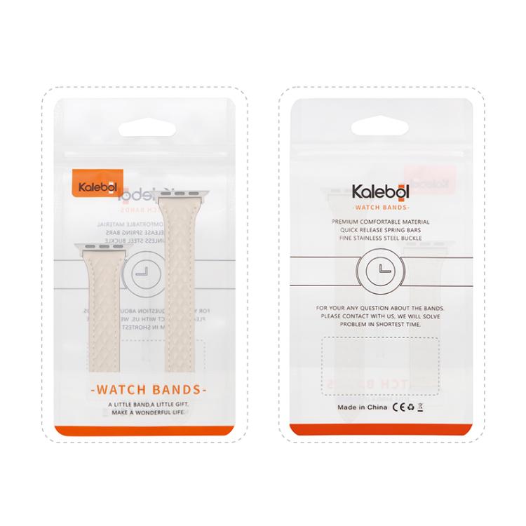 For Apple Watch 46mm / 49mm / 45mm / 44mm Kalebol Diamond Pattern Magnetic Buckle Leather Strap(Starlight) - Watch Bands by Kalebol | Online Shopping South Africa | PMC TechLife | Buy Now Pay Later Mobicred