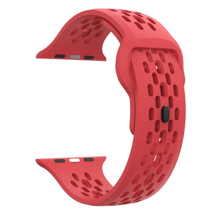 For Apple Watch 46mm / 49mm / 45mm / 44mm Kalebol Mesh Reverse Buckle Silicone Strap(Red) - Watch Bands by Kalebol | Online Shopping South Africa | PMC TechLife | Buy Now Pay Later Mobicred