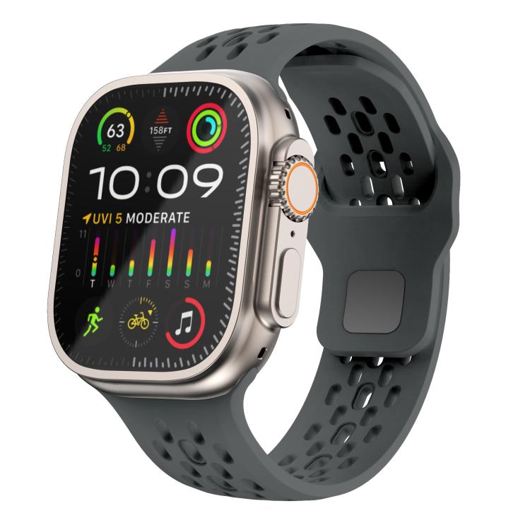For Apple Watch 46mm / 49mm / 45mm / 44mm Kalebol Mesh Reverse Buckle Silicone Strap(Dark Grey) - Watch Bands by Kalebol | Online Shopping South Africa | PMC TechLife | Buy Now Pay Later Mobicred