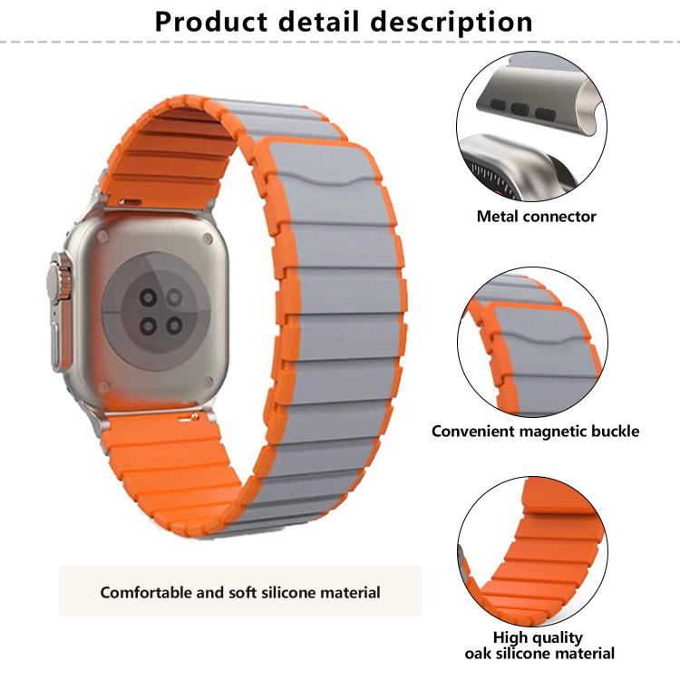 For Apple Watch 46mm / 49mm / 45mm / 44mm Kalebol Magnetic Silicone Strap(Black Grey) - Watch Bands by Kalebol | Online Shopping South Africa | PMC TechLife | Buy Now Pay Later Mobicred