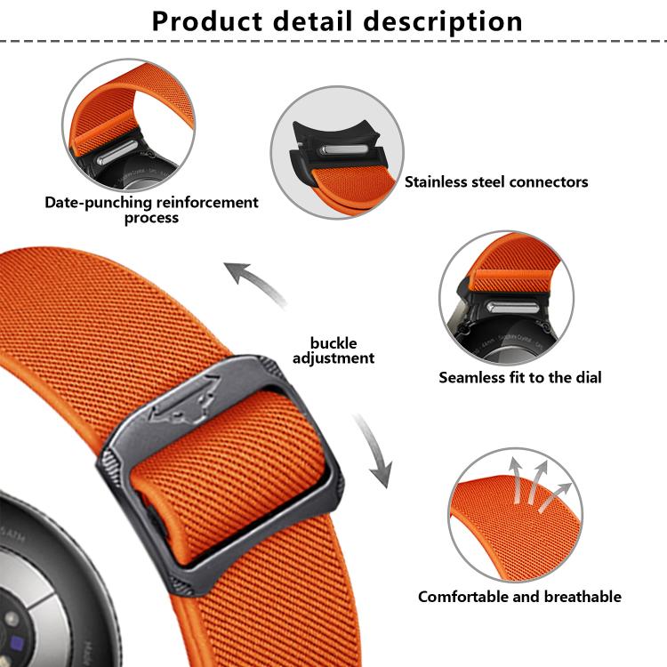 For Samsung Galaxy Watch 5 Pro / 6 / 7 Kalebol Button Elastic Nylon Watch Band(Black) - free shipping - PMc TechLife - Order now!