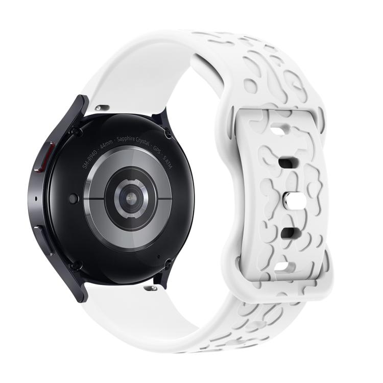 20mm Kalebol Leopard Print Butterfly Buckle Silicone Watch Band(White) - 20mm Bands by Kalebol | Online Shopping South Africa | PMc TechLife | Buy Now Pay Later Mobicred
