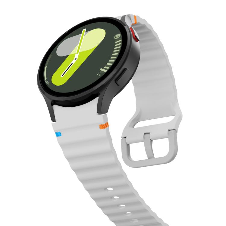 For Samsung Galaxy Watch 7  / 6 / 5 / 4 Kalebol Wave Stitching Silicone Watch Band(Light Grey) - free shipping - PMc TechLife - Order now!