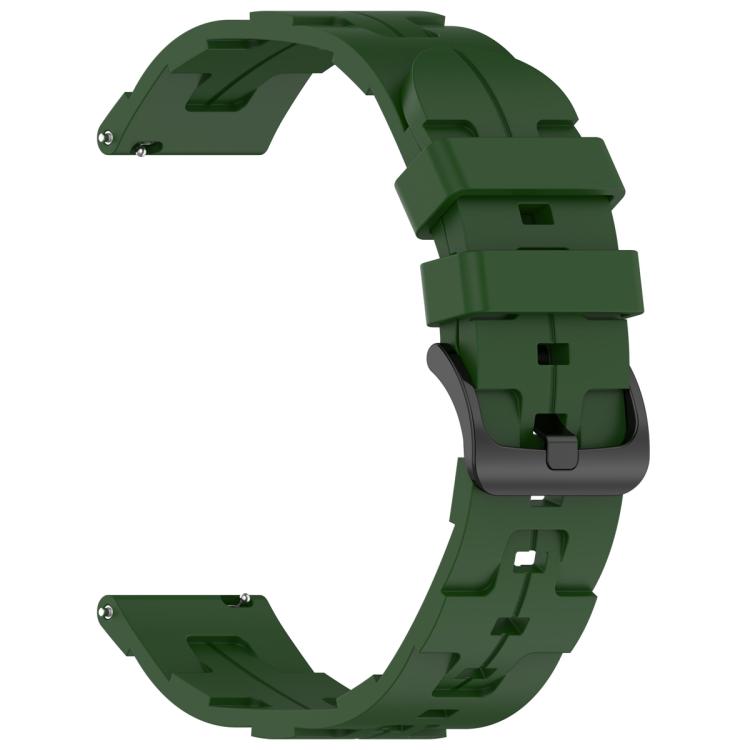 22mm Kalebol Solid Color Black Buckle Round Tail Silicone Watch Band(Army Green) - free shipping - PMc TechLife - Order now!