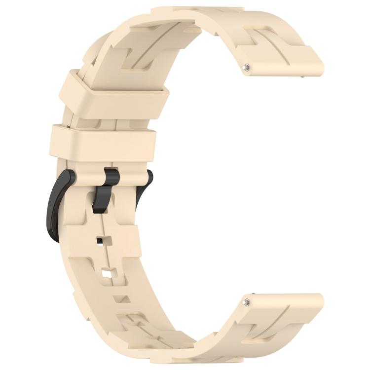 22mm Kalebol Solid Color Black Buckle Round Tail Silicone Watch Band(Cream Color) - free shipping - PMc TechLife - Order now!