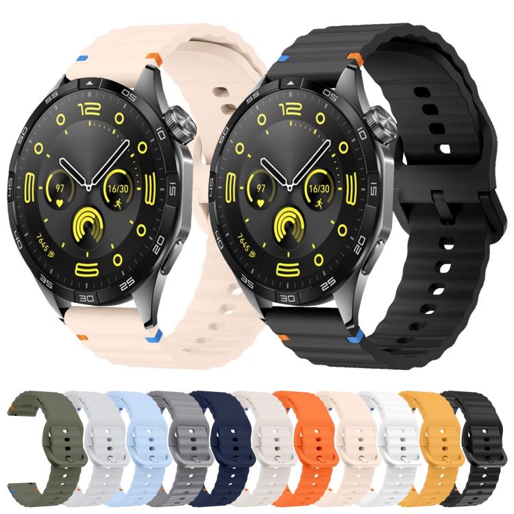 22mm Kalebol Wave Stitch Silicone Watch Band(White) - 22mm Bands by Kalebol | Online Shopping South Africa | PMc TechLife | Buy Now Pay Later Mobicred
