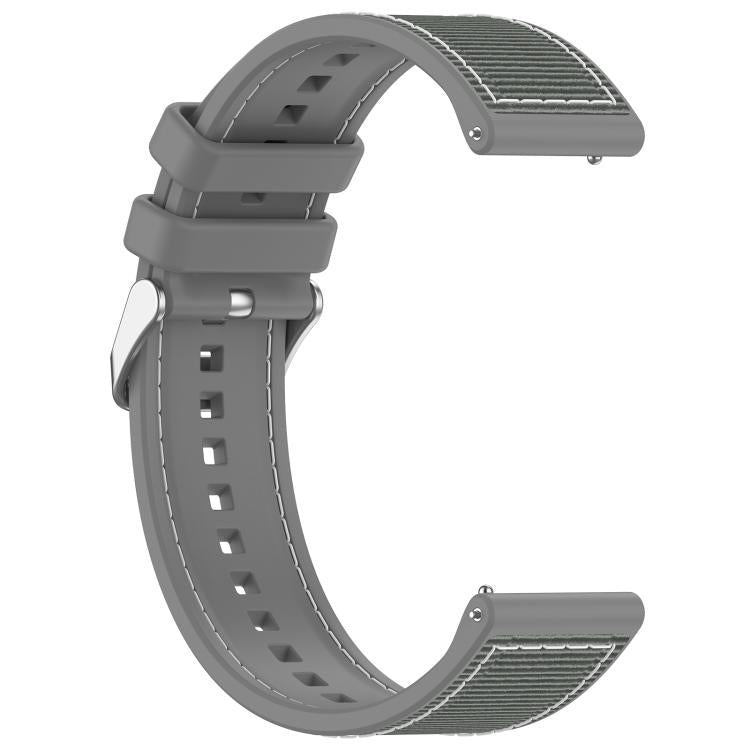 22mm Kalebol Ordinary Silver Buckle Hybrid Nylon Braid Silicone Watch Band(Grey) - free shipping - PMc TechLife - Order now!