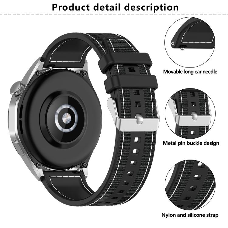 22mm Kalebol Ordinary Silver Buckle Hybrid Nylon Braid Silicone Watch Band(Green) - free shipping - PMc TechLife - Order now!