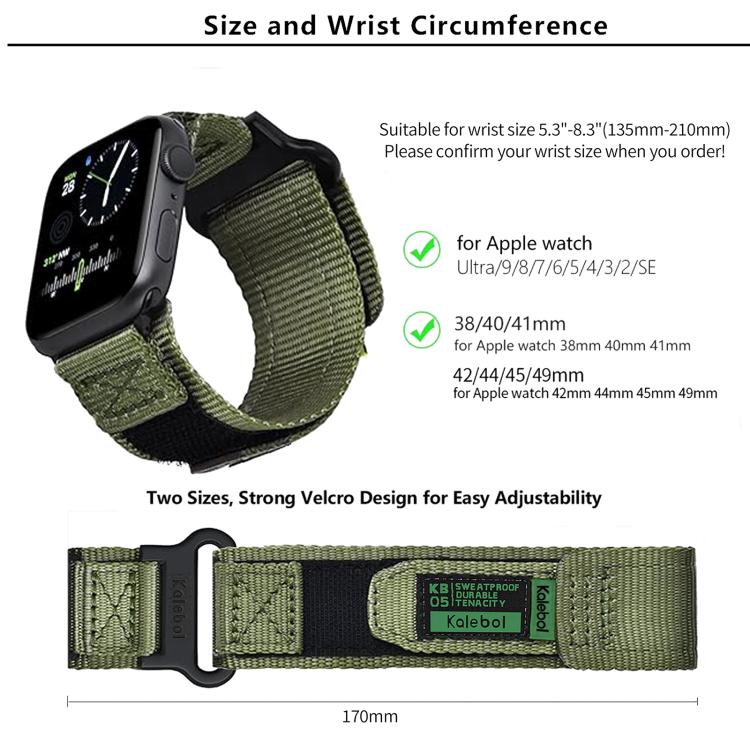 For Apple Watch 46mm / 49mm / 45mm / 44mm Kalebol Canvas Nylon Hook and Loop Watch Band(Grey) - free shipping - PMc TechLife - Order now!