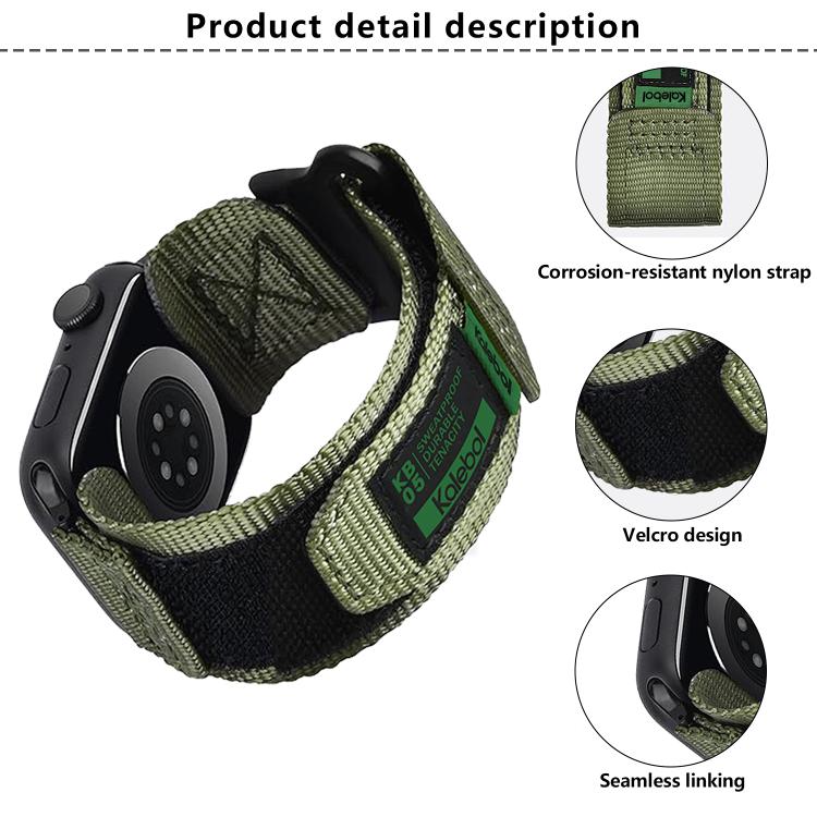 For Apple Watch 46mm / 49mm / 45mm / 44mm Kalebol Canvas Nylon Hook and Loop Watch Band(Grey) - free shipping - PMc TechLife - Order now!
