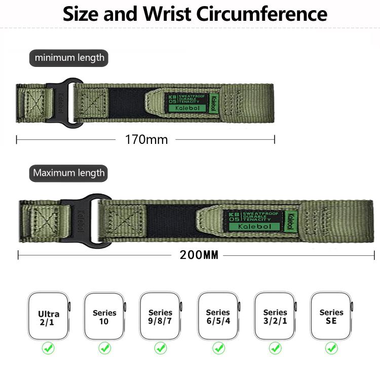 For Apple Watch 46mm / 49mm / 45mm / 44mm Kalebol Canvas Nylon Hook and Loop Watch Band(Blue) - free shipping - PMc TechLife - Order now!