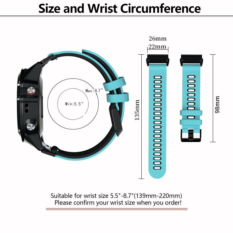 For Garmin QuickFit 22mm Kalebol Two-layer Silicone Watch Band(Blue White) - free shipping - PMc TechLife - Order now!