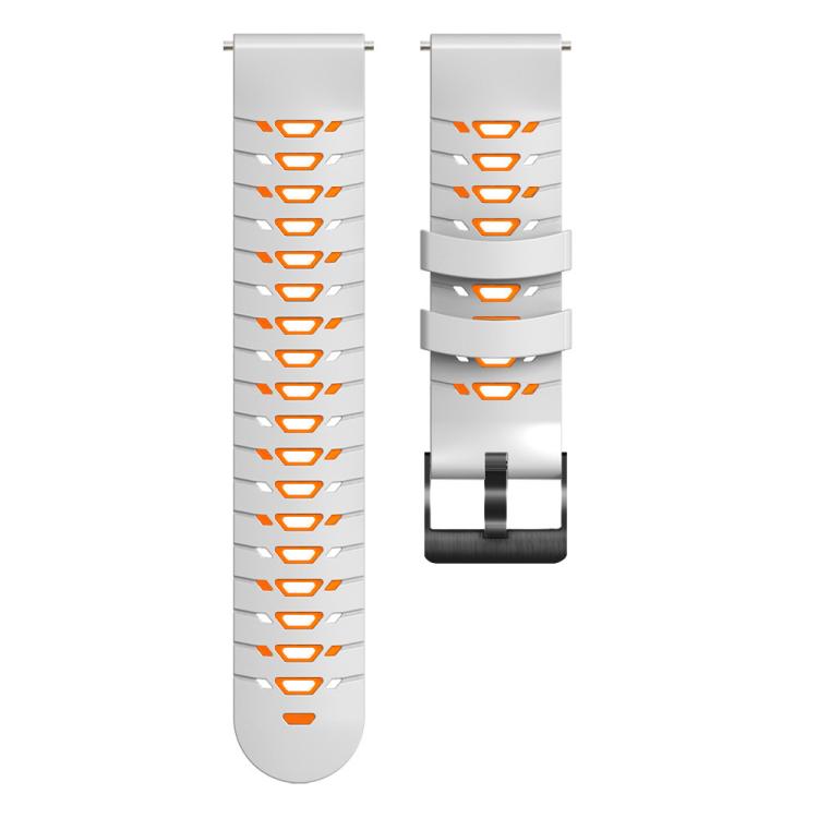 Kalebol 20mm Universal Three Row Holes Silicone Watch Band(White Orange) - 20mm Bands by Kalebol | Online Shopping South Africa | PMc TechLife | Buy Now Pay Later Mobicred