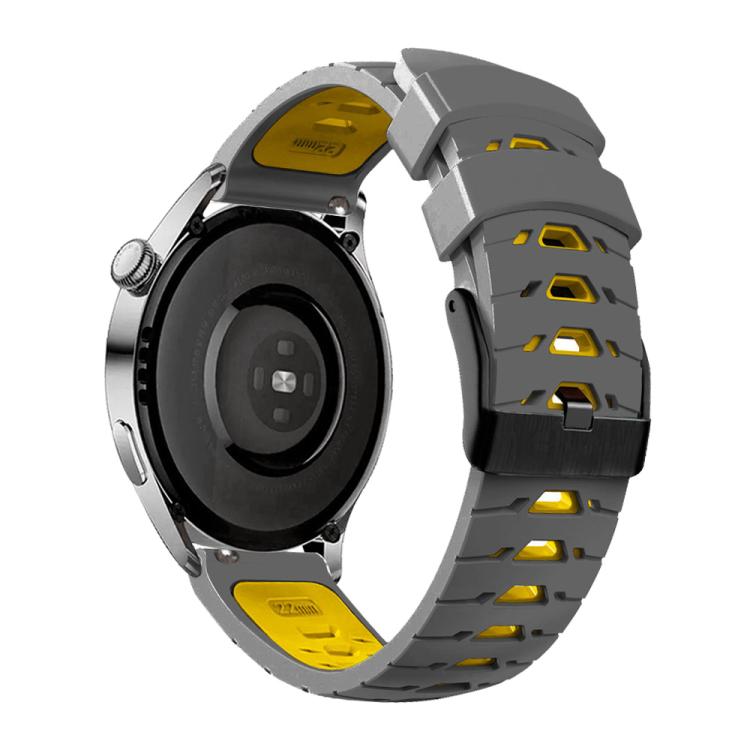 Kalebol 20mm Universal Three Row Holes Silicone Watch Band(Grey Yellow) - 20mm Bands by Kalebol | Online Shopping South Africa | PMc TechLife | Buy Now Pay Later Mobicred