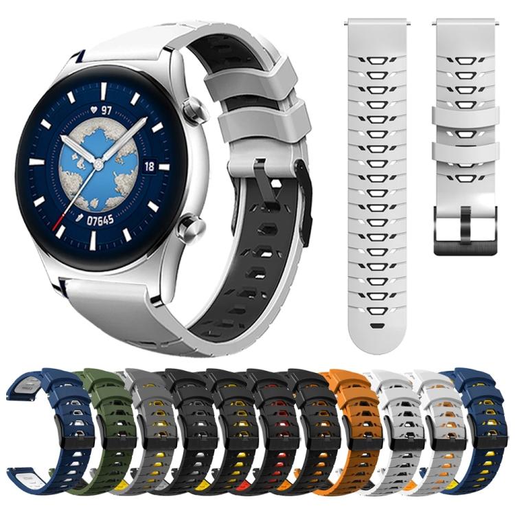Kalebol 20mm Universal Three Row Holes Silicone Watch Band(Blue Yellow) - 20mm Bands by Kalebol | Online Shopping South Africa | PMc TechLife | Buy Now Pay Later Mobicred