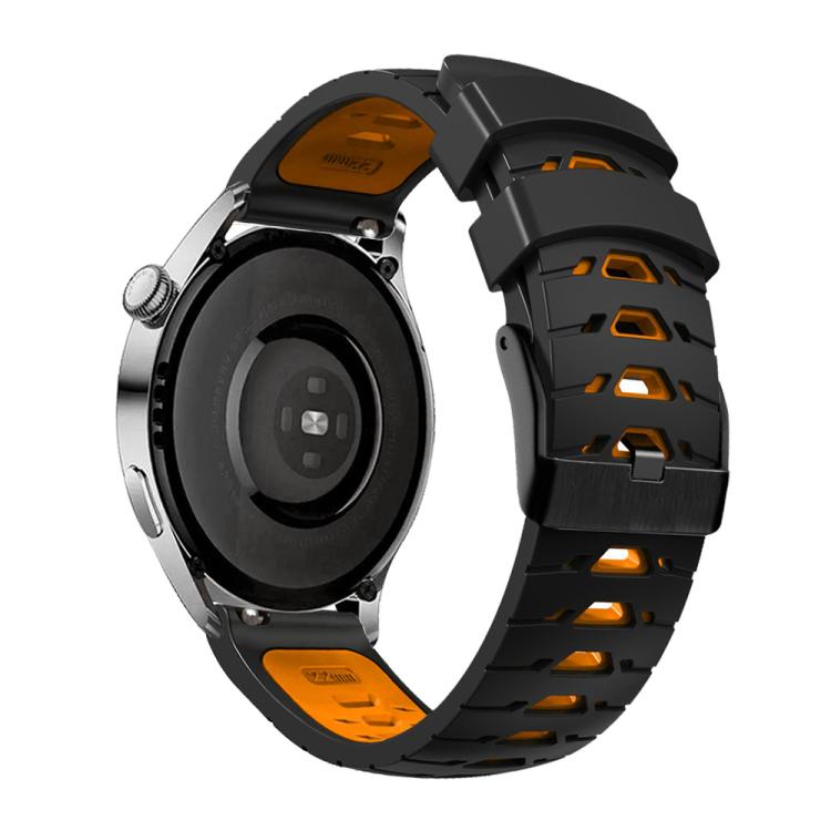 Kalebol 22mm Universal Three Row Holes Silicone Watch Band(Black Orange) - free shipping - PMc TechLife - Order now!