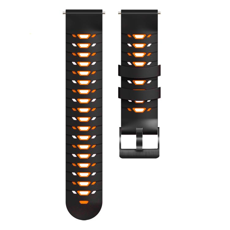 Kalebol 22mm Universal Three Row Holes Silicone Watch Band(Black Orange) - free shipping - PMc TechLife - Order now!
