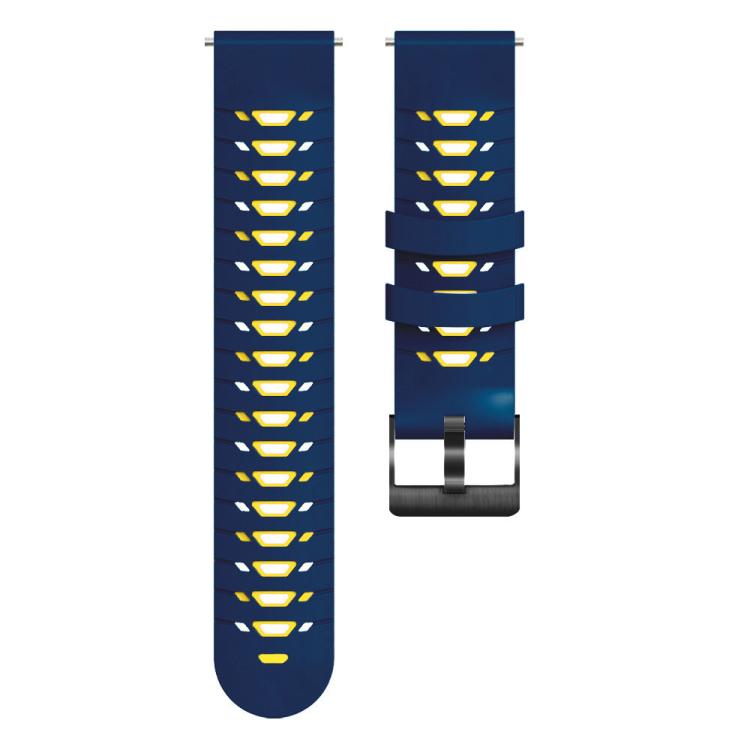 Kalebol 22mm Universal Three Row Holes Silicone Watch Band(Blue Yellow) - free shipping - PMc TechLife - Order now!