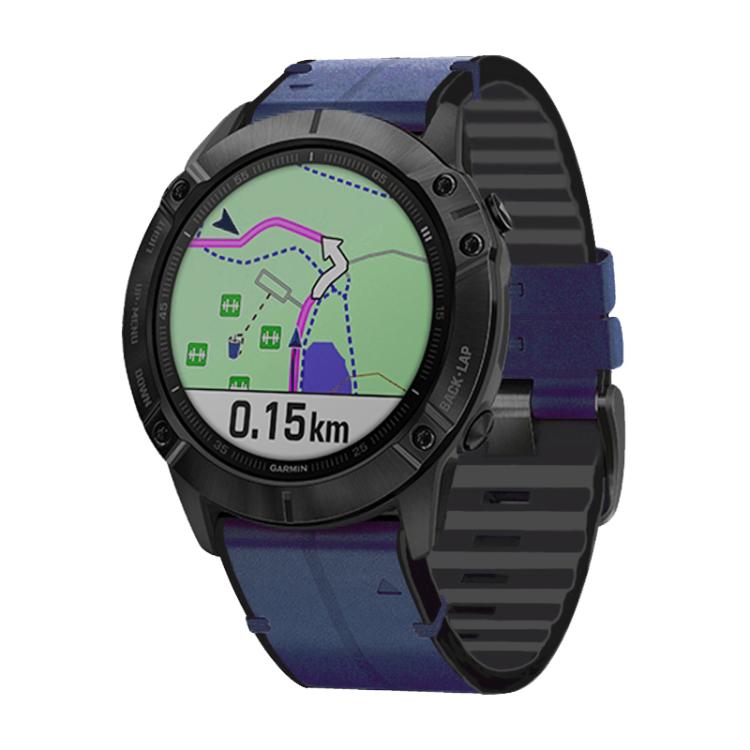 For Garmin QuickFit 22mm Kalebol Quick Release Silicone Leather Watch Band(Dark Blue) - free shipping - PMc TechLife - Order now!