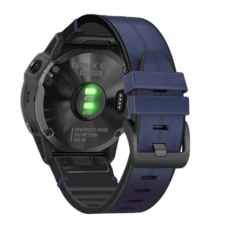 For Garmin QuickFit 22mm Kalebol Quick Release Silicone Leather Watch Band(Dark Blue) - free shipping - PMc TechLife - Order now!