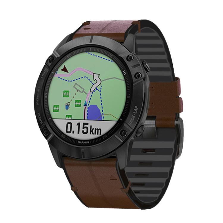 For Garmin QuickFit 26mm Kalebol Quick Release Silicone Leather Watch Band(Coffee) - free shipping - PMc TechLife - Order now!
