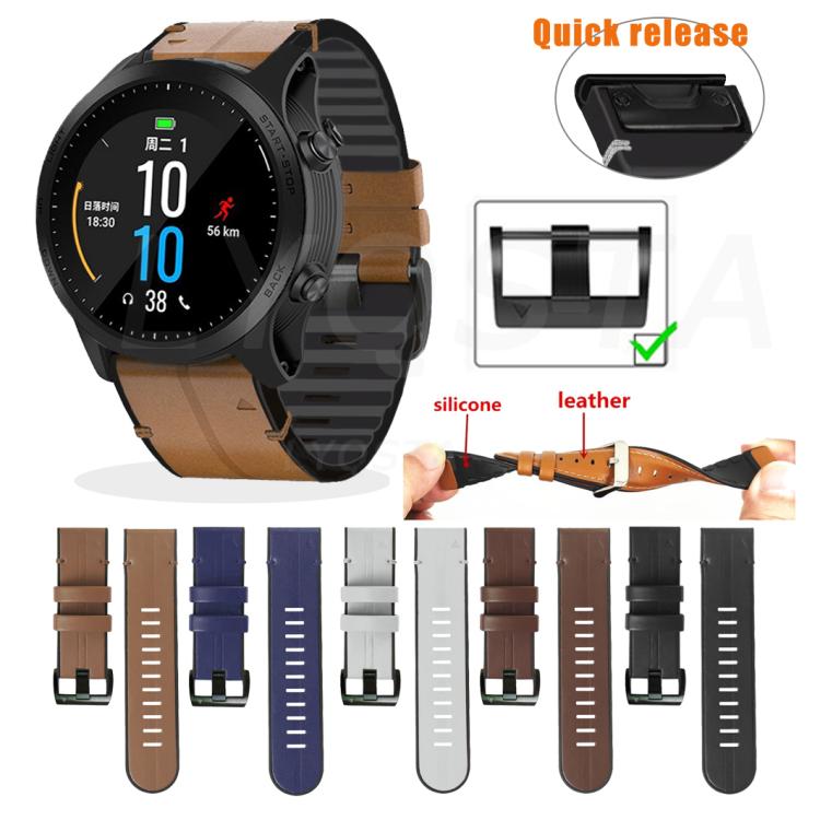 For Garmin QuickFit 26mm Kalebol Quick Release Silicone Leather Watch Band(Coffee) - free shipping - PMc TechLife - Order now!