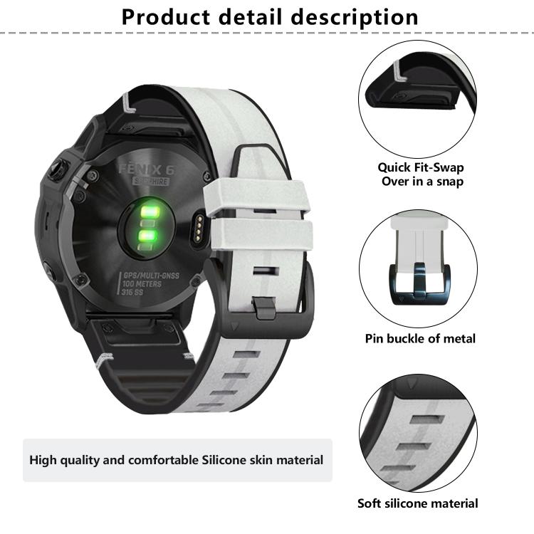 For Garmin QuickFit 26mm Kalebol Quick Release Silicone Leather Watch Band(Black) - free shipping - PMc TechLife - Order now!