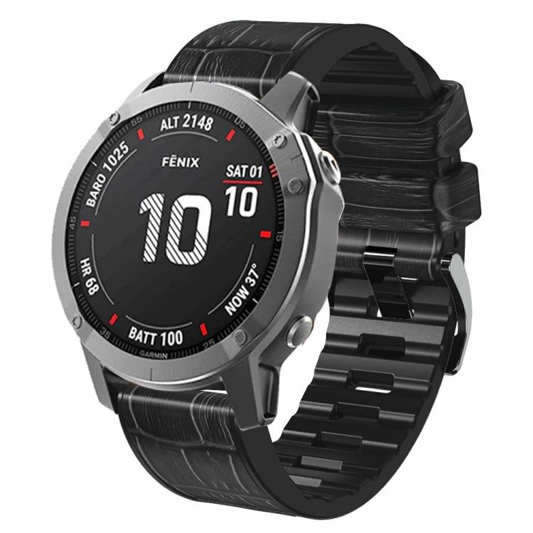 For Garmin QuickFit 22mm Kalebol Crocodile Texture Silicone Leather Watch Band(Black) - Watch Bands by Kalebol | Online Shopping South Africa | PMc TechLife | Buy Now Pay Later Mobicred