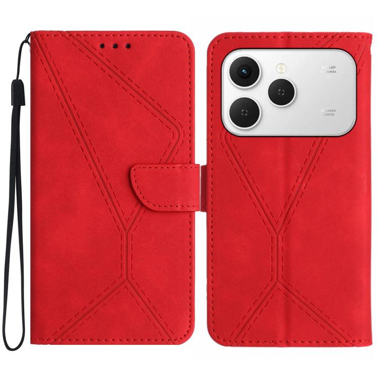 For Tecno Spark 40 4G Stitching Embossed Leather Phone Case(Red) - free shipping - PMC TechLife - Order now!
