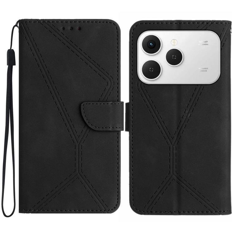 For Tecno Spark 40 4G Stitching Embossed Leather Phone Case(Black) - free shipping - PMC TechLife - Order now!