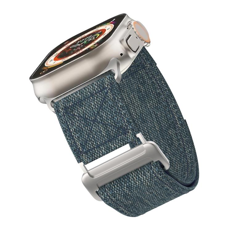 For Apple Watch 46mm / 49mm / 45mm / 44mm Kalebol Canvas Pattern Nylon Loop Strap(Blue) - Watch Bands by Kalebol | Online Shopping South Africa | PMC TechLife | Buy Now Pay Later Mobicred
