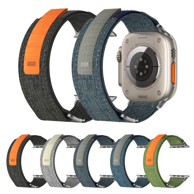 For Apple Watch 46mm / 49mm / 45mm / 44mm Kalebol Canvas Pattern Nylon Loop Strap(Blue) - Watch Bands by Kalebol | Online Shopping South Africa | PMC TechLife | Buy Now Pay Later Mobicred