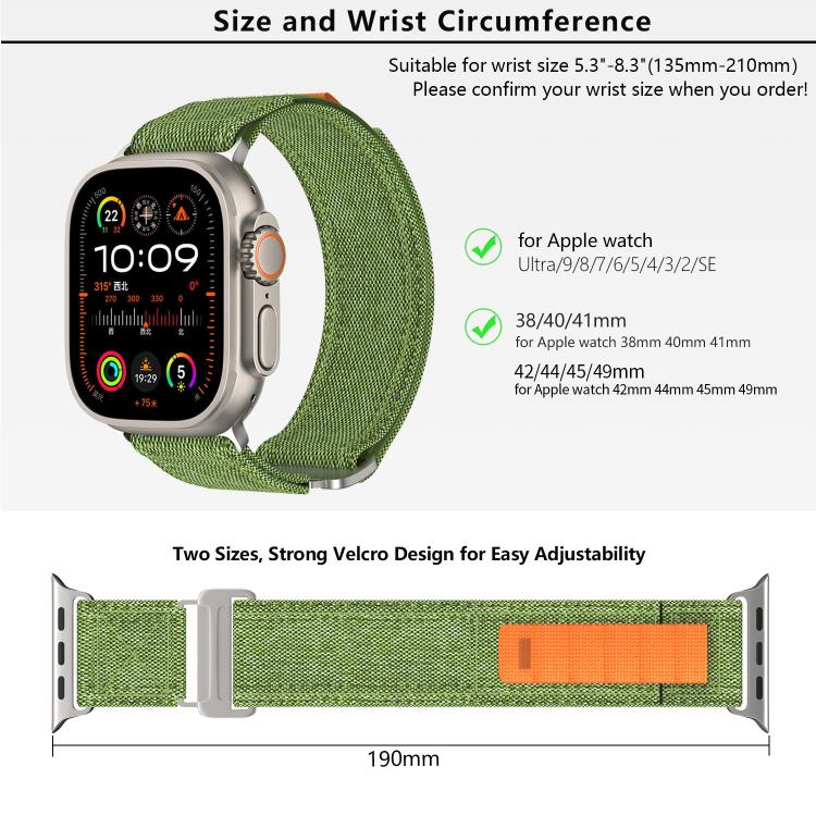 For Apple Watch 46mm / 49mm / 45mm / 44mm Kalebol Canvas Pattern Nylon Loop Strap(Army Green) - Watch Bands by Kalebol | Online Shopping South Africa | PMC TechLife | Buy Now Pay Later Mobicred