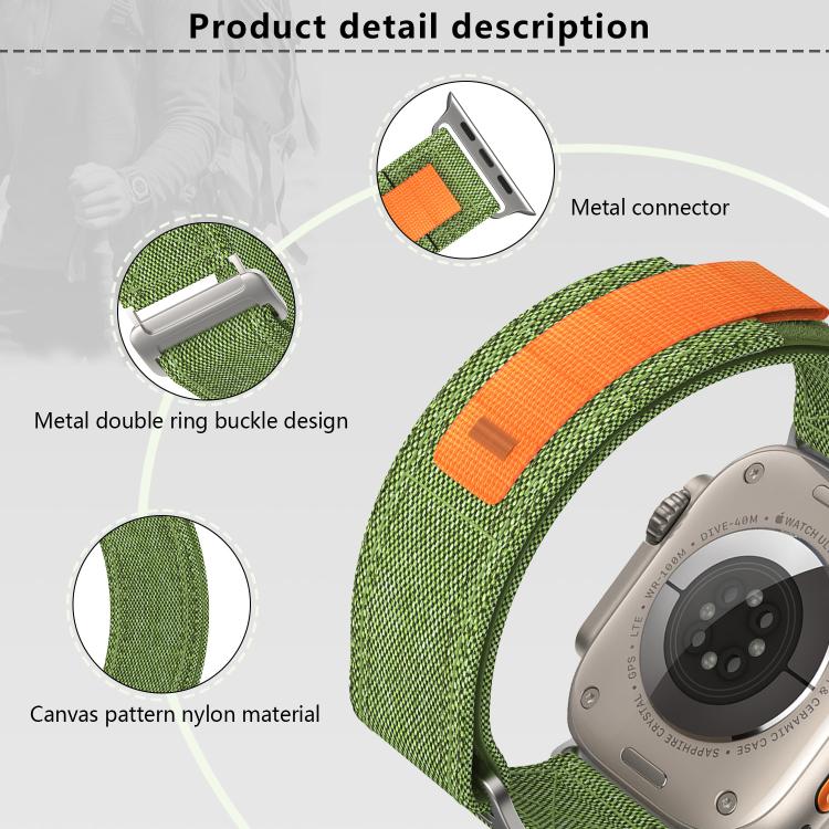 For Apple Watch 42mm / 41mm / 40mm / 38mm Kalebol Canvas Pattern Nylon Loop Strap(Army Green) - Watch Bands by Kalebol | Online Shopping South Africa | PMC TechLife | Buy Now Pay Later Mobicred
