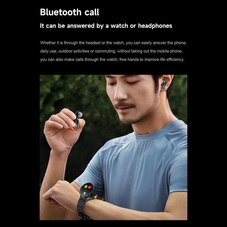 D9 1.46 inch 2 in 1 Bluetooth Earphone Smart Watch, Support Bluetooth Call / NFC / Heart Rate(Silver) - free shipping - PMC TechLife - Order now!