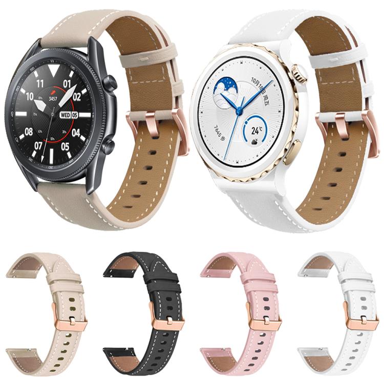 20mm Rose Gold Buckle Leather Watch Band(Apricot) - free shipping - PMC TechLife - Order now!