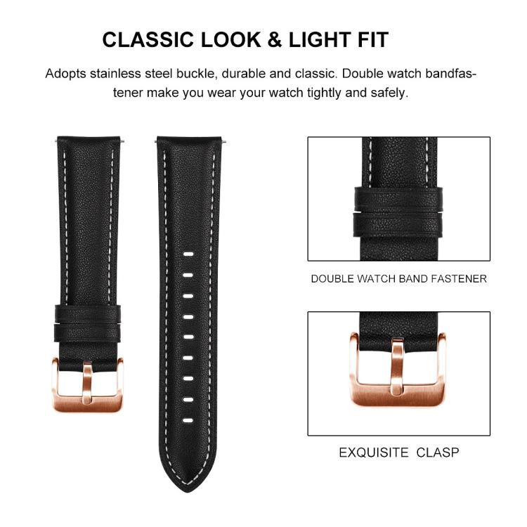 20mm Rose Gold Buckle Leather Watch Band(Pink) - free shipping - PMC TechLife - Order now!