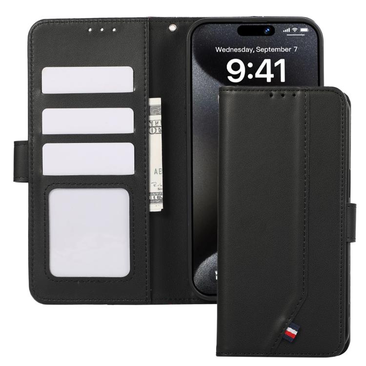 For iPhone 17 ABEEL Delicate Texture Splicing RFID Leather Phone Case(Black) - free shipping - PMc TechLife - Order now!