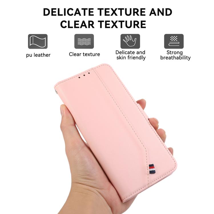For iPhone 17 ABEEL Delicate Texture Splicing RFID Leather Phone Case(Pink) - free shipping - PMc TechLife - Order now!