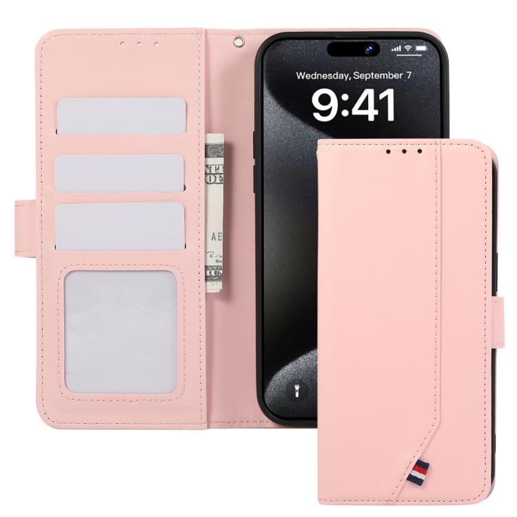 For iPhone 17 ABEEL Delicate Texture Splicing RFID Leather Phone Case(Pink) - free shipping - PMc TechLife - Order now!