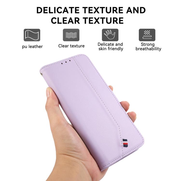 For iPhone 17 ABEEL Delicate Texture Splicing RFID Leather Phone Case(Purple) - free shipping - PMc TechLife - Order now!