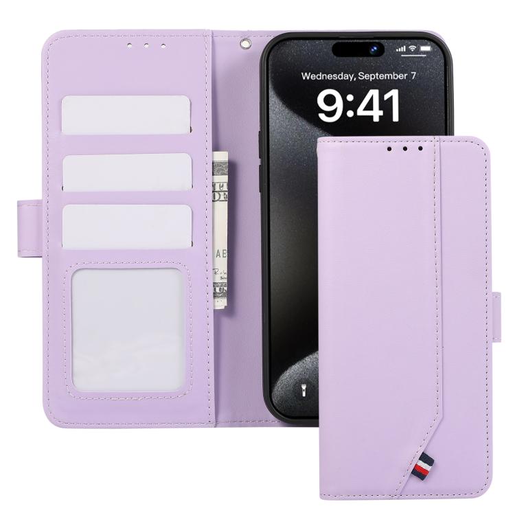 For iPhone 17 ABEEL Delicate Texture Splicing RFID Leather Phone Case(Purple) - free shipping - PMc TechLife - Order now!