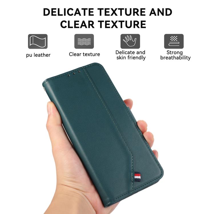 For iPhone 17 Pro ABEEL Delicate Texture Splicing RFID Leather Phone Case(Green) - free shipping - PMc TechLife - Order now!