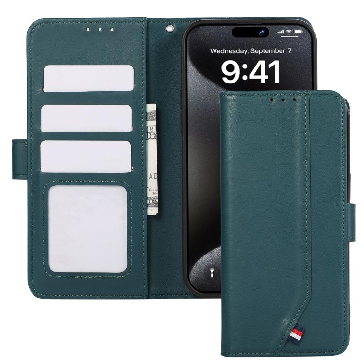 For iPhone 17 Pro ABEEL Delicate Texture Splicing RFID Leather Phone Case(Green) - free shipping - PMc TechLife - Order now!