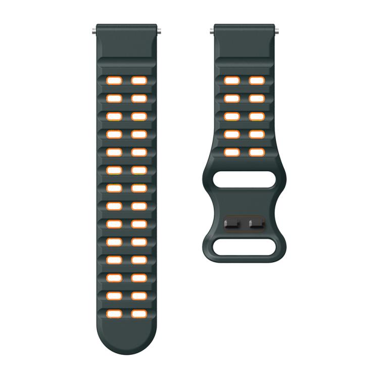 22mm Double-row Hole Studded Buckle Silicone Watch Band(Charcoal Grey Orange) - free shipping - PMc TechLife - Order now!