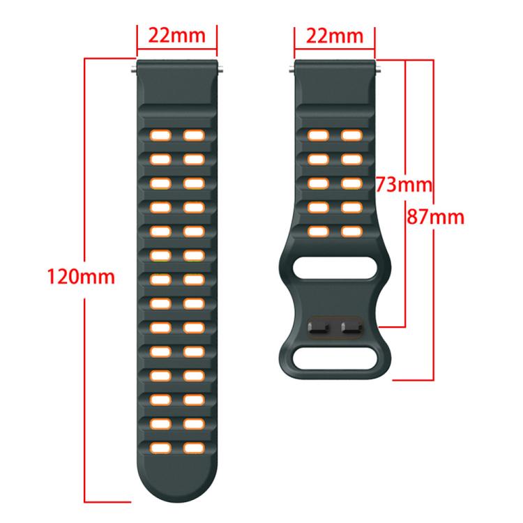 22mm Double-row Hole Studded Buckle Silicone Watch Band(Orange Black) - free shipping - PMc TechLife - Order now!