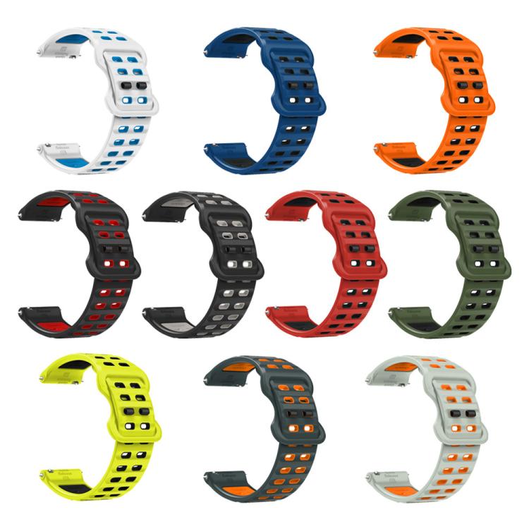 22mm Double-row Hole Studded Buckle Silicone Watch Band(Charcoal Grey Orange) - free shipping - PMc TechLife - Order now!