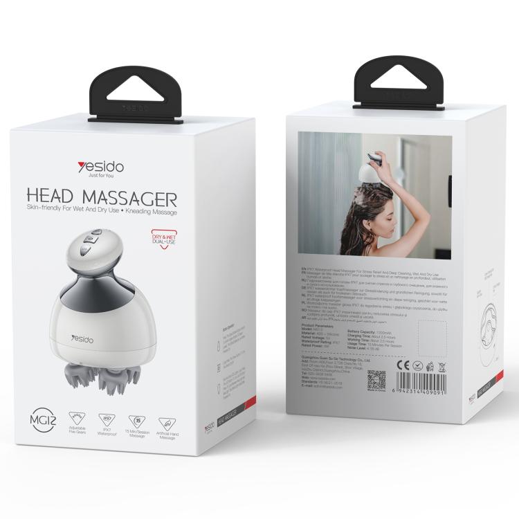 Yesido MG12 IPX7 Waterproof Intelligent Head Massager Care Instrument(White) - free shipping - PMC TechLife - Order now!