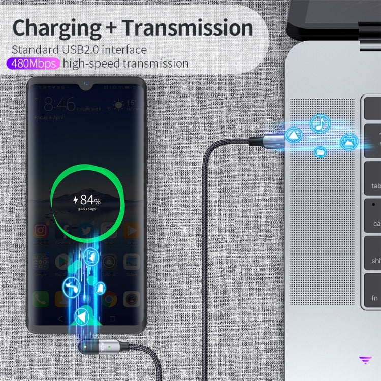 FXCTL-WY0G 100W 5A USB-C / Type-C to Type-C 180 Degree Rotating Elbow Fast Charging Cable, Length:1.2m(Grey) - USB-C & Type-C Cable by PMC TechLife | Online Shopping South Africa | PMC TechLife | Buy Now Pay Later Mobicred